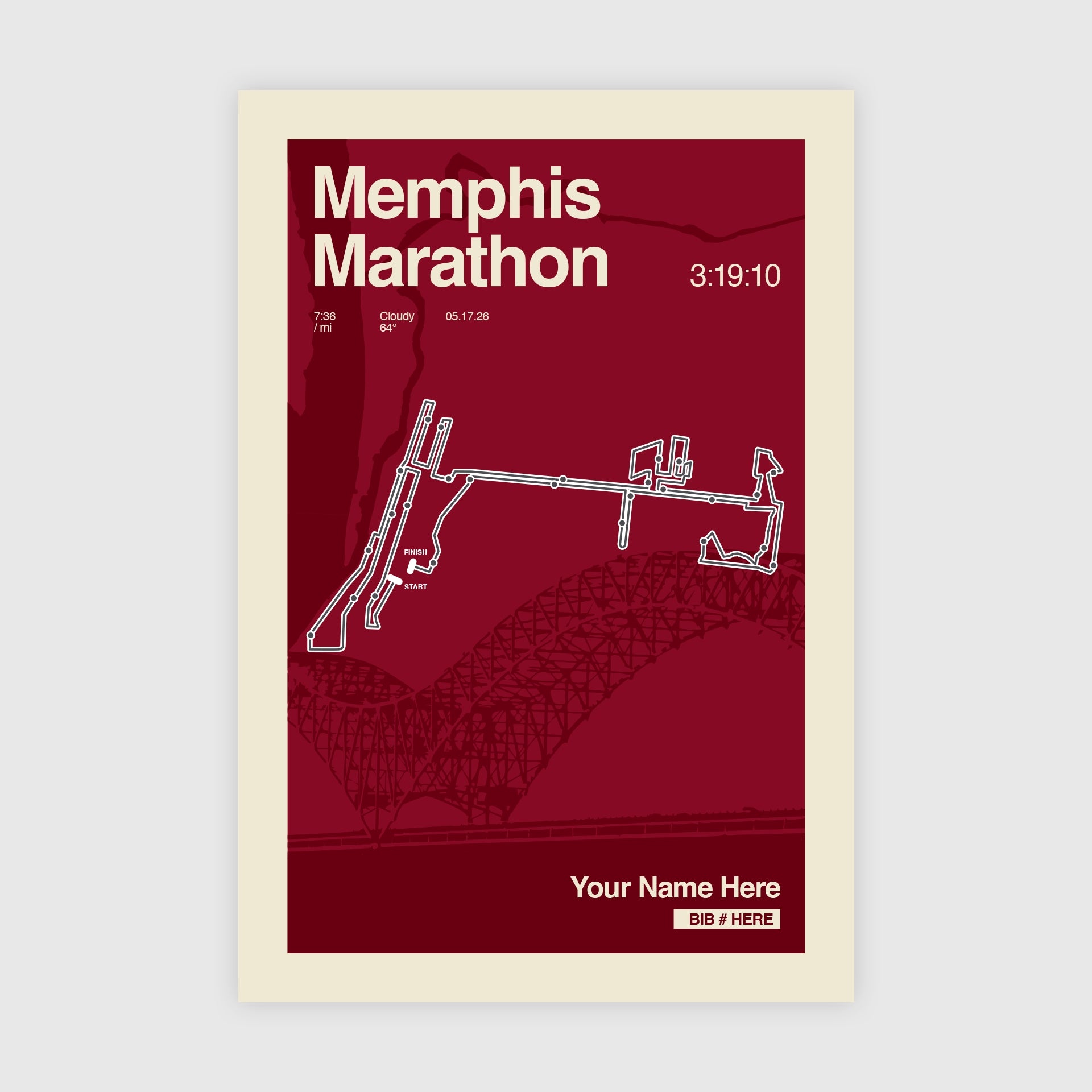 Memphis Marathon Personalized Race Print