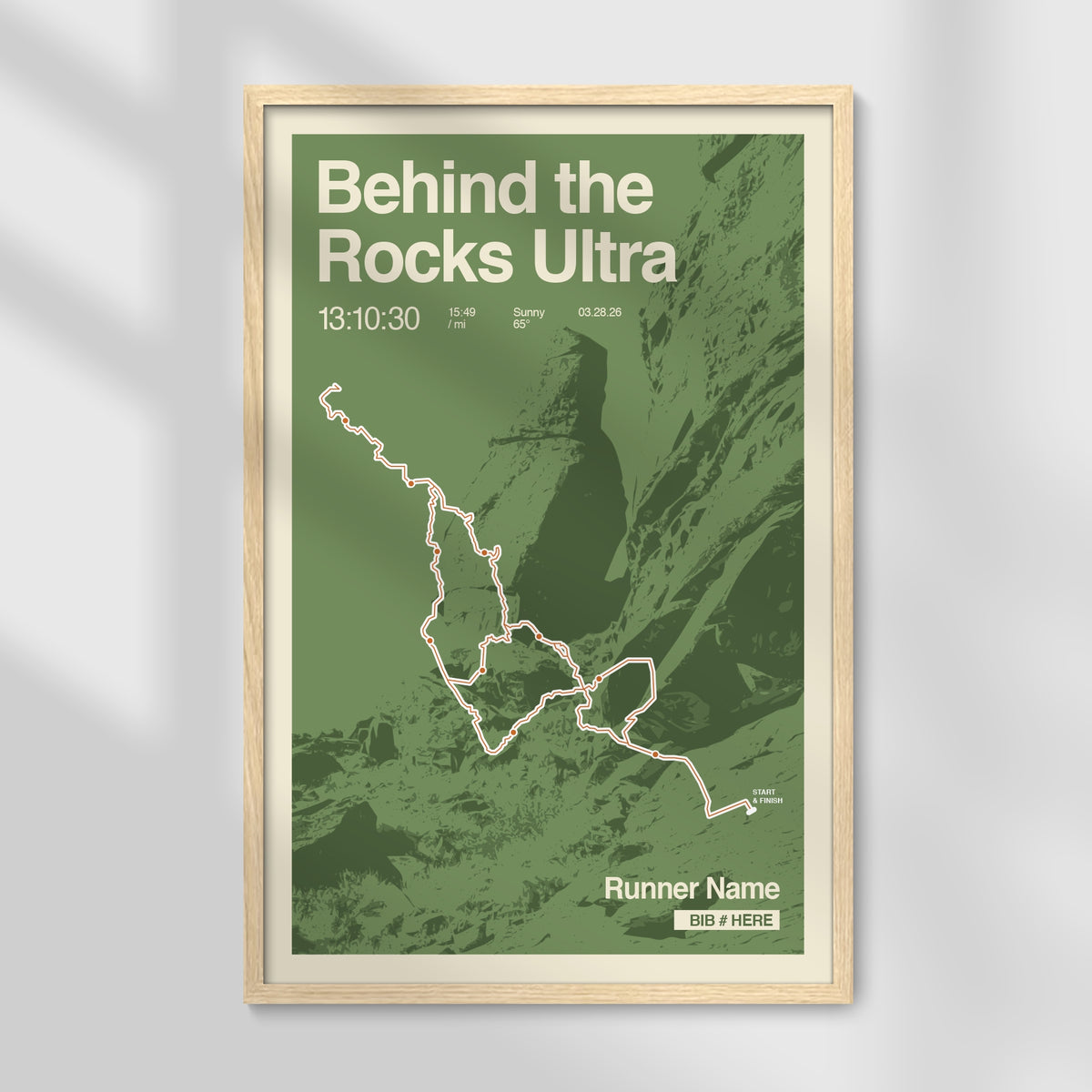 Behind the Rocks Ultramarathon Personalized Race Print