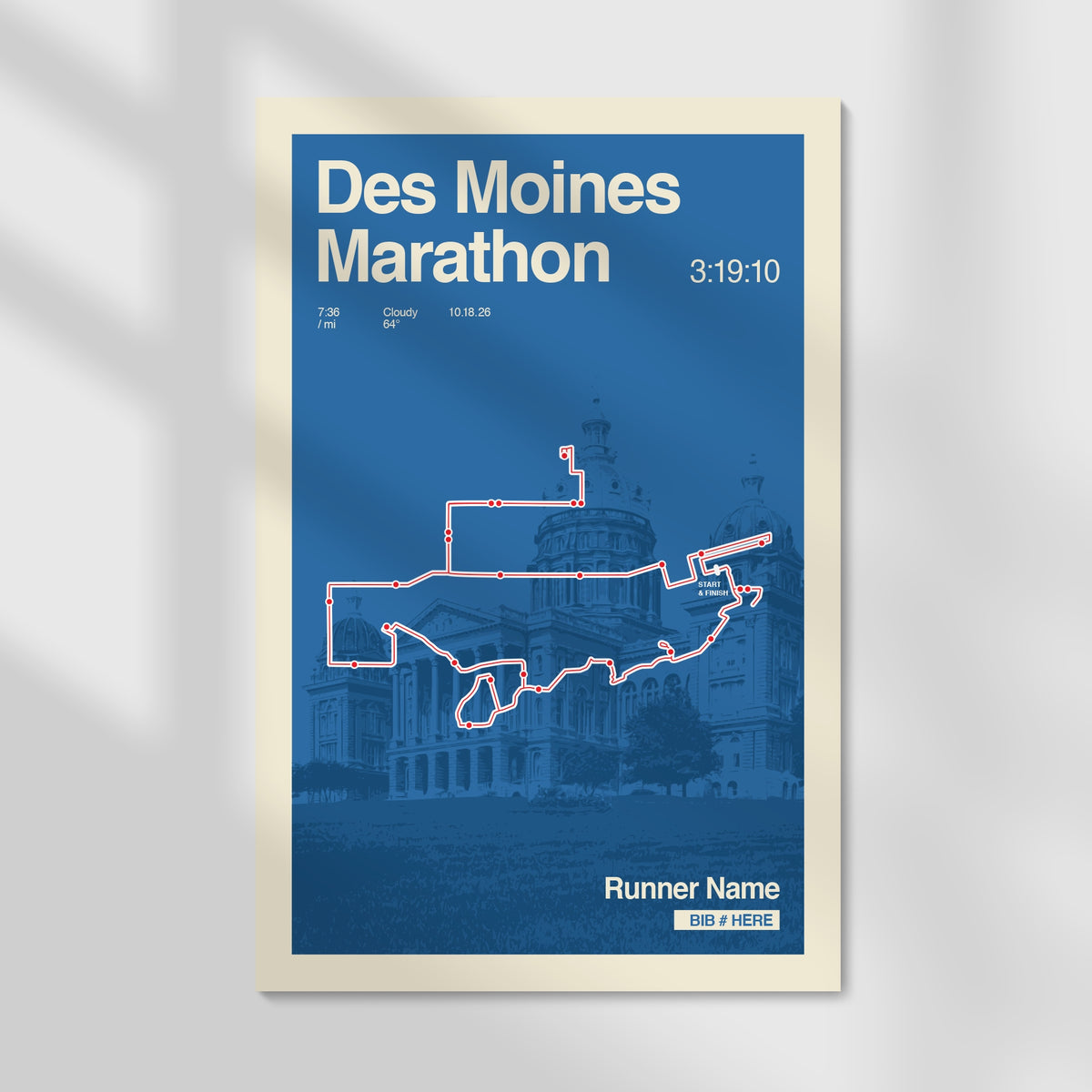 Des Moines Marathon Personalized Race Print