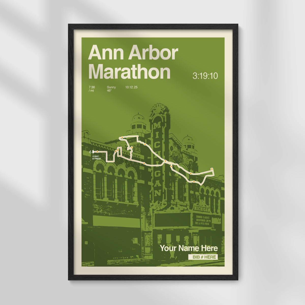 Ann Arbor Marathon Personalized Race Print