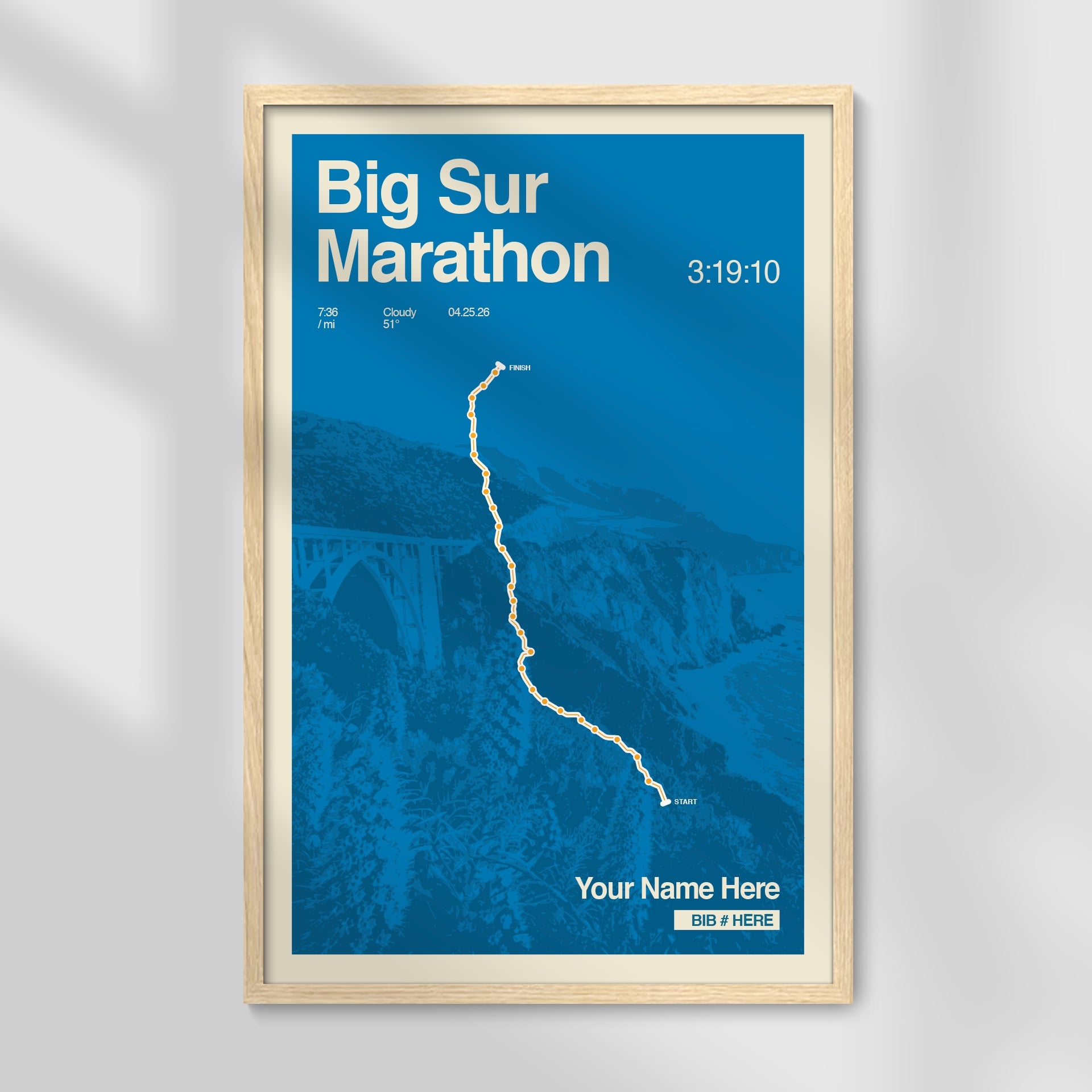 Big Sur Marathon Personalized Race Print