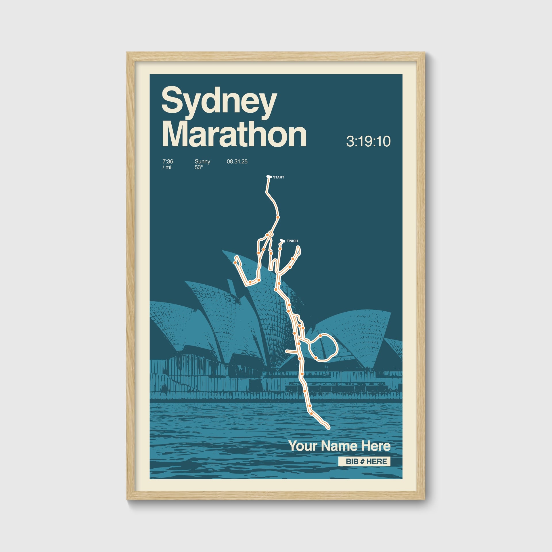Sydney Marathon Personalized Race Print