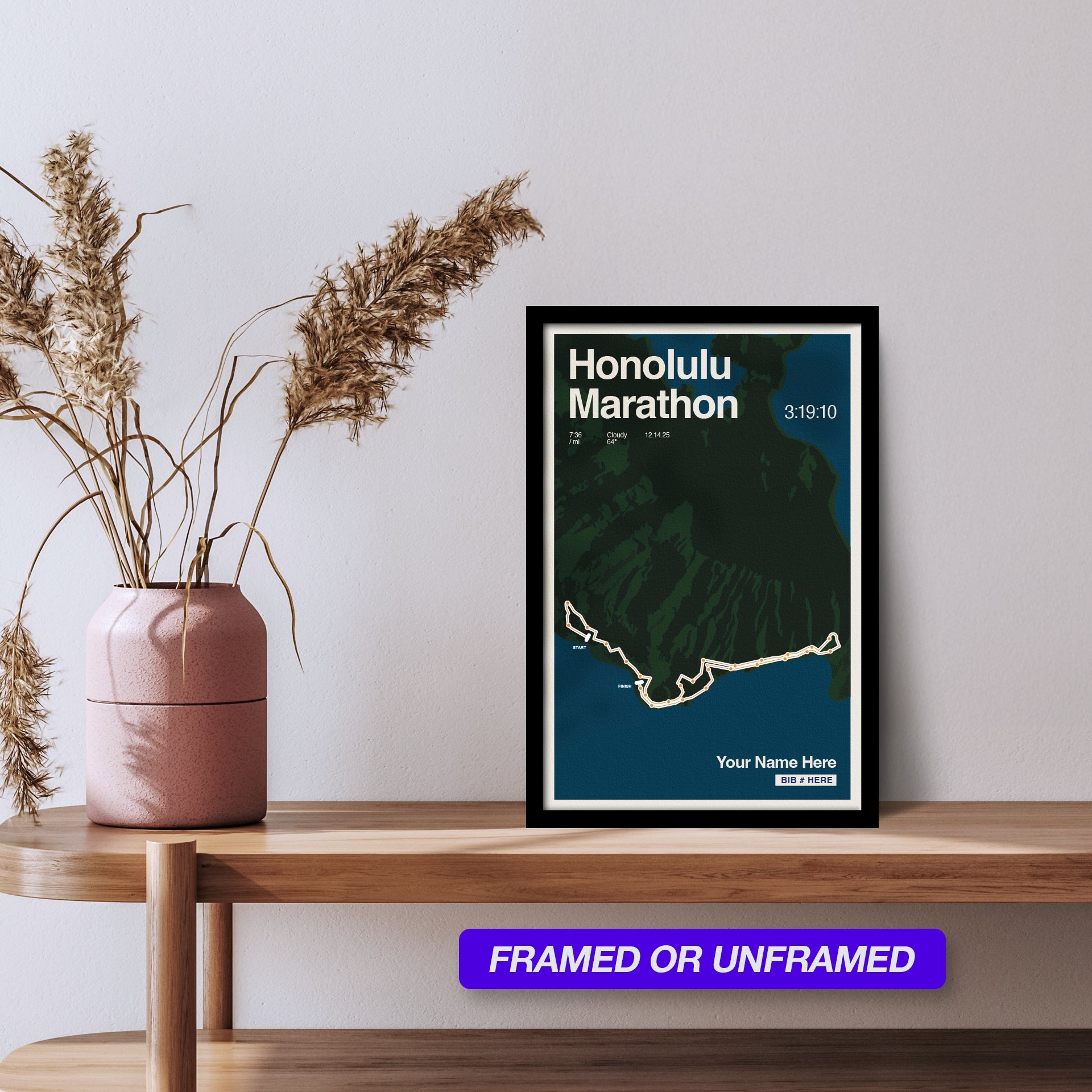 Honolulu Marathon Personalized Race Poster