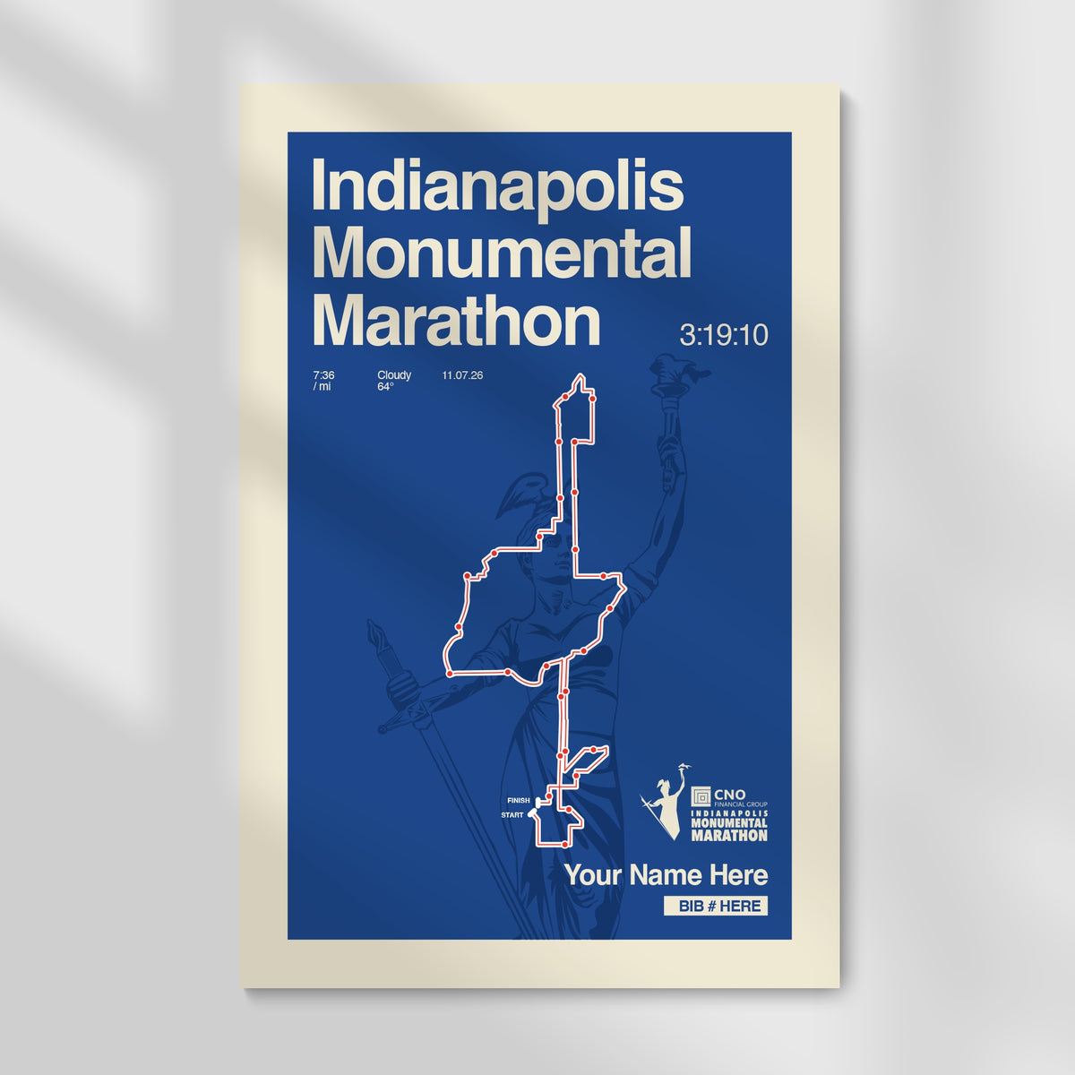 Indianapolis Monumental Marathon Personalized Race Print