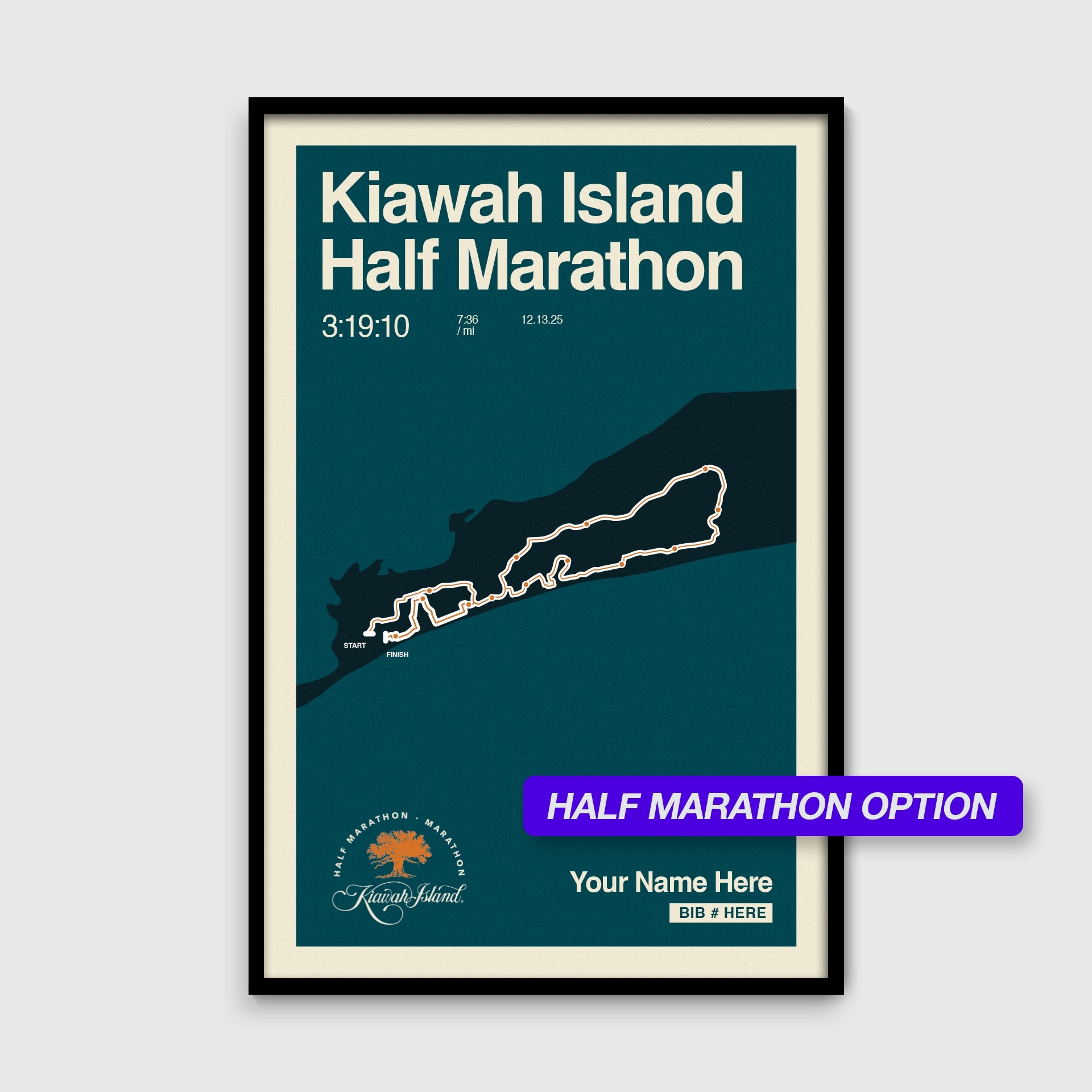 Kiawah Island Marathon Personalized Race Poster